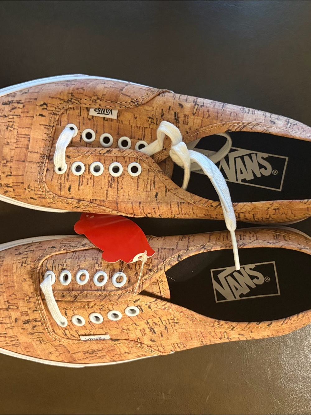 Vans Men’s Cork-Print Lace-Up Sneakers in Tan with White Laces